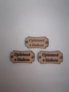 Kožený štítok 35x18 upletené s láskou - prírodný