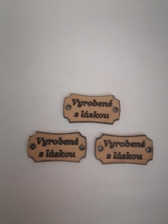 Kožený štítok 35x18 vyrobené s láskou - prírodný