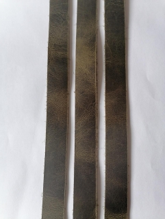 Kožený pás 2cm široký, dĺžka 30cm - tmavo olivový melír
