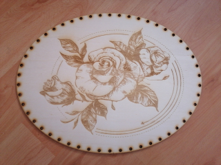 Preglejkové dno gravírované elipsa 4mm - 41x29cm Ruže