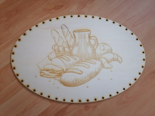 Preglejkové dno gravírované elipsa 4mm - 41x29cm Raňajky