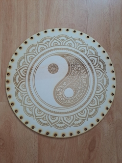 Preglejkové dno gravírované na opletanie 3mm Jin a Jang6- Ø 30cm