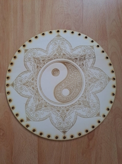 Preglejkové dno gravírované na opletanie 4mm Jin a Jang4 - Ø 24cm