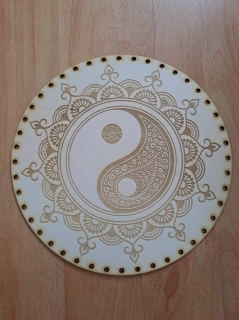 Preglejkové dno gravírované na opletanie 4mm Jin a Jang5 - Ø 28cm