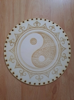 Preglejkové dno gravírované na opletanie 4mm Jin a Jang7 - Ø 22cm