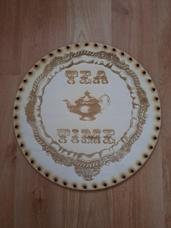 Preglejkové dno gravírované na opletanie 5mm Čas na čaj - Ø 30cm