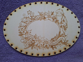 Preglejkové dno gravírované elipsa 3mm - 23x17cm Merry Christmas