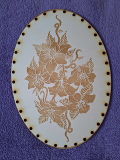 Preglejkové dno gravírované elipsa 3mm - 23x17cm Kvety