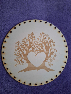 Preglejkové dno gravírované na opletanie 3mm Ø 20cm - Srdce stromy