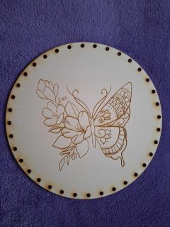 Preglejkové dno gravírované na opletanie 3mm Ø 20cm - Motýľ