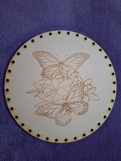 Preglejkové dno gravírované na opletanie 3mm Ø 24cm - Motýle