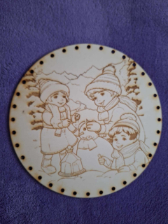 Preglejkové dno gravírované na opletanie 3mm Ø 30cm - Vianoce4