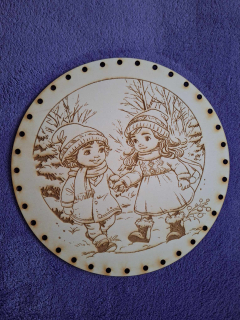 Preglejkové dno gravírované na opletanie 3mm Ø 30cm - Vianoce11