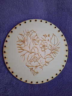 Preglejkové dno gravírované na opletanie 3mm Ø 30cm - Srdce