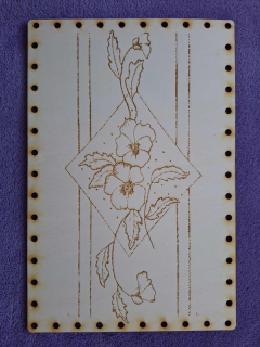 Preglejkové dno na opletanie gravírované obdĺžnik 3mm - 25x15cm Kvety