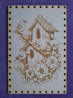 Preglejkové dno na opletanie gravírované obdĺžnik 3mm - 25x15cm Kvety1