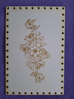 Preglejkové dno na opletanie gravírované obdĺžnik 3mm - 25x15cm Kvety3