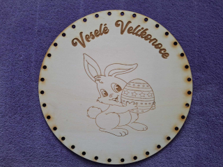Preglejkové dno gravírované na opletanie 4mm Ø 26cm - Veselé velikonoce