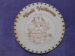 Preglejkové dno gravírované na opletanie 4mm Ø 26cm - Veselé velikonoce6