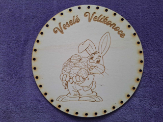 Preglejkové dno gravírované na opletanie 4mm Ø 28cm - Veselé velikonoce3