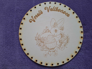 Preglejkové dno gravírované na opletanie 4mm Ø 30cm - Veselé velikonice1