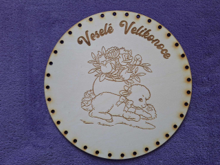 Preglejkové dno gravírované na opletanie 4mm Ø 30cm - Veselé velikonice7