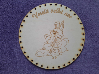 Preglejkové dno gravírované na opletanie 4mm Ø 24cm - Veselá veľká noc13