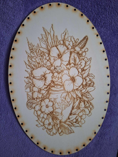 Preglejkové dno gravírované elipsa 4mm - 45x30cm Kvety1