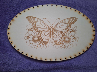 Preglejkové dno gravírované elipsa 3mm - 27x19cm Motýľ