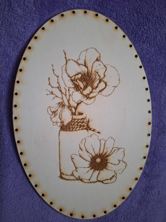 Preglejkové dno gravírované elipsa 3mm - 27x19cm Kvety3