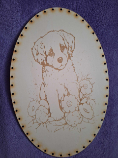 Preglejkové dno gravírované elipsa 3mm - 27x19cm Psík1