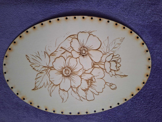 Preglejkové dno gravírované elipsa 3mm - 41x29cm Kvety2