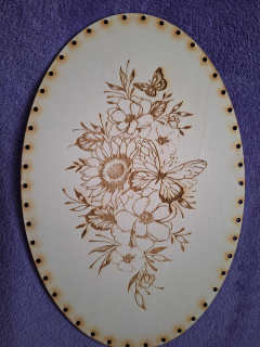Preglejkové dno gravírované elipsa 3mm - 41x29cm Kvety4