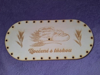Preglejkový poklop na chlebník Miša 1kg oválny 3mm - 31x14cm ( na knopku) typ4 (slov.text)