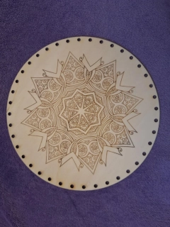 Preglejkové dno gravírované na opletanie 4mm Mandala17 - Ø 20cm