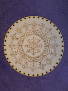 Preglejkové dno gravírované na opletanie 4mm Mandala19 - Ø 20cm
