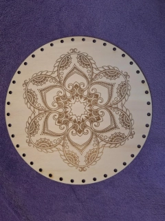 Preglejkové dno gravírované na opletanie 4mm Mandala18 - Ø 28cm